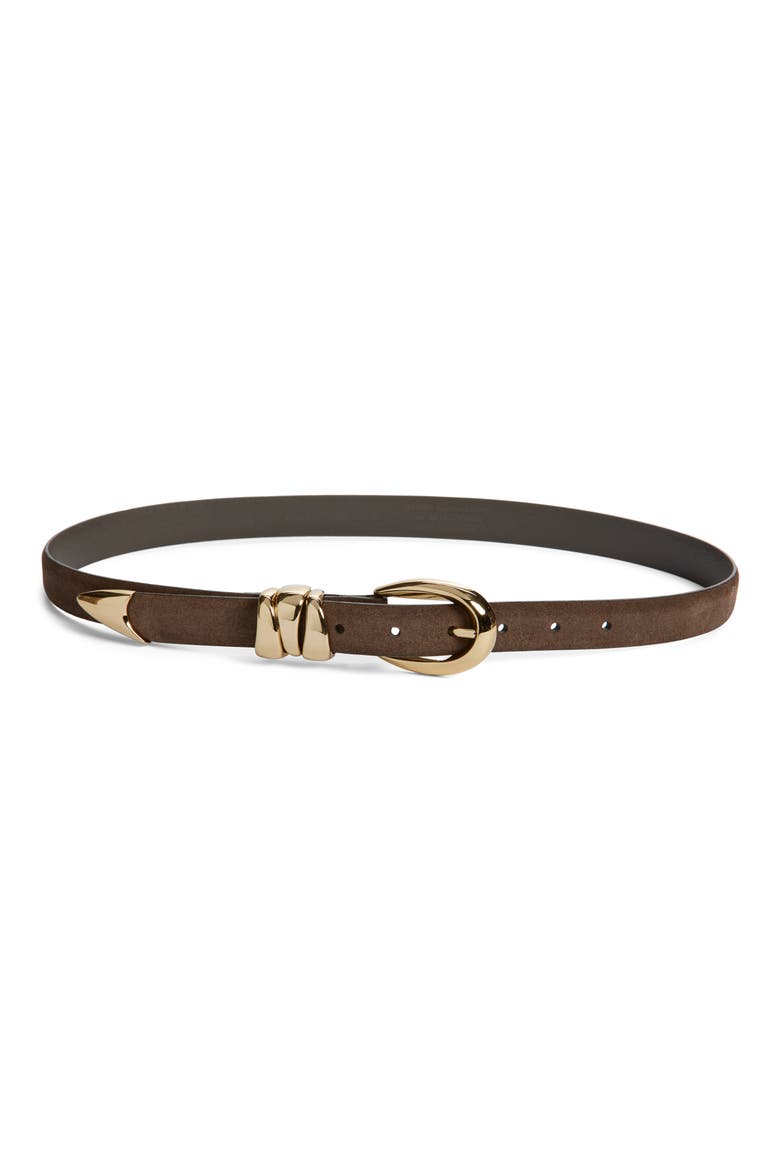 Triple Keeper Suede Belt, Main, color, DARK ROAST