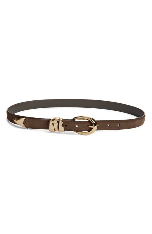 Madewell Triple Keeper Suede Belt In Brown