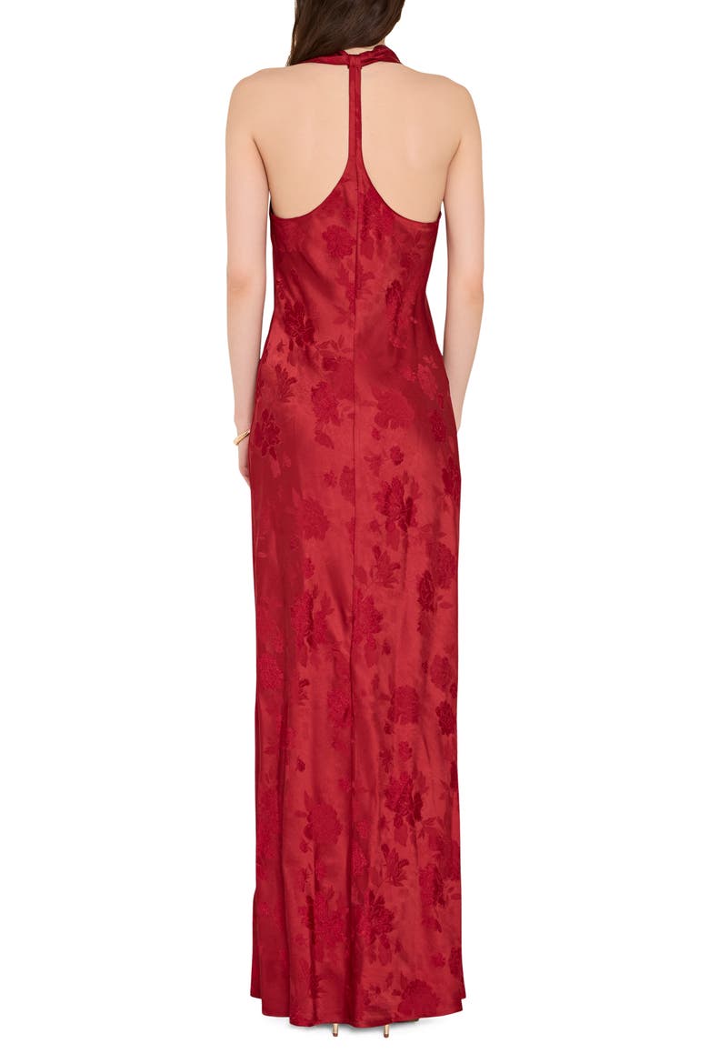 Sonya Scarf Fringe Sleeveless Gown, Alternate, color, RUST