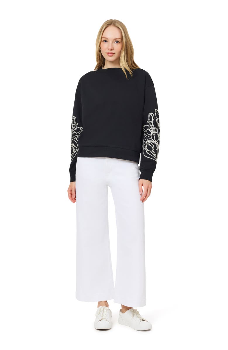Scotch & Soda Embroidered Sweatshirt, Alternate, color, Black Night