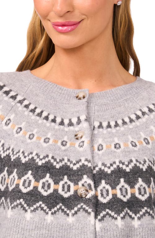 Cece Fair Isle Cardigan In Gray