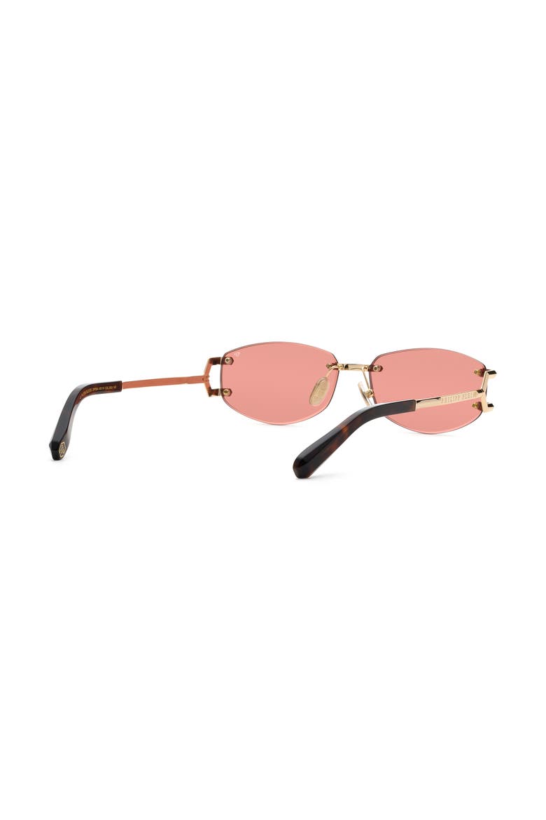 Rimless Oval Metal Sunglasses Men, Alternate, color, red