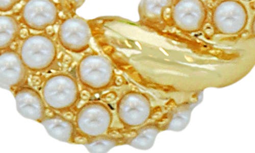 Panacea Faux Pearl Twist Hoop Earrings In Gold