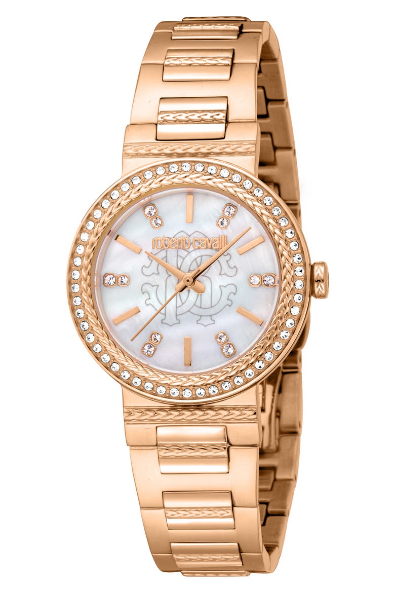 Crystal Bracelet Watch, 30mm, Main, color, ROSE GOLD