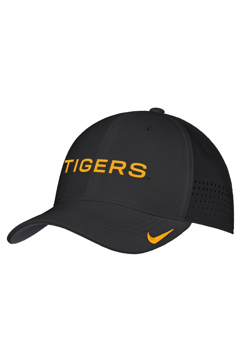 Men's Nike Black Missouri Tigers 2026 On-Field AeroBill SwooshFlex Dri-FIT Hat, Main, color, Black