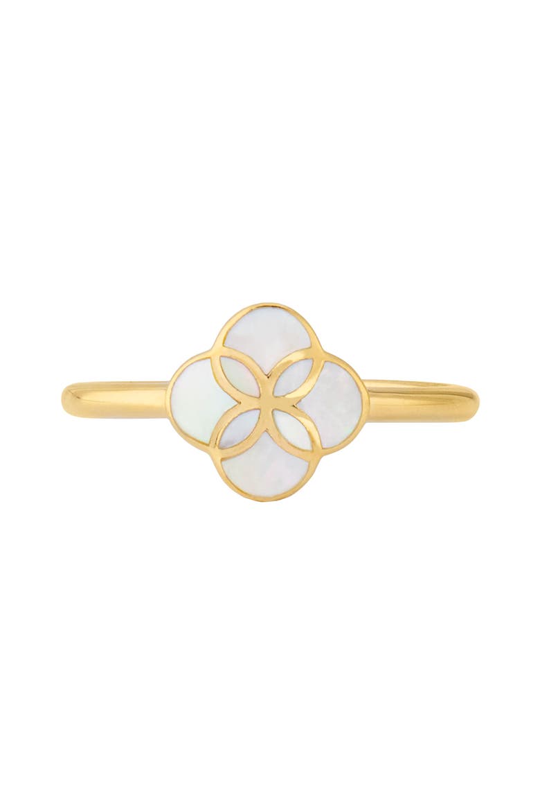 Sterling With 18K Gold Overlay And Gemstones Single Petal Ring, Alternate, color, WHITE