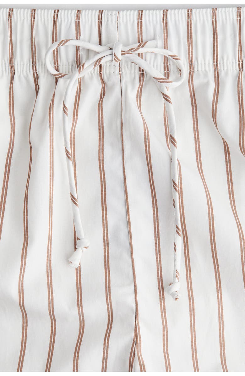 H&M Cotton Drawstring Shorts, Alternate, color, White/Beige Striped