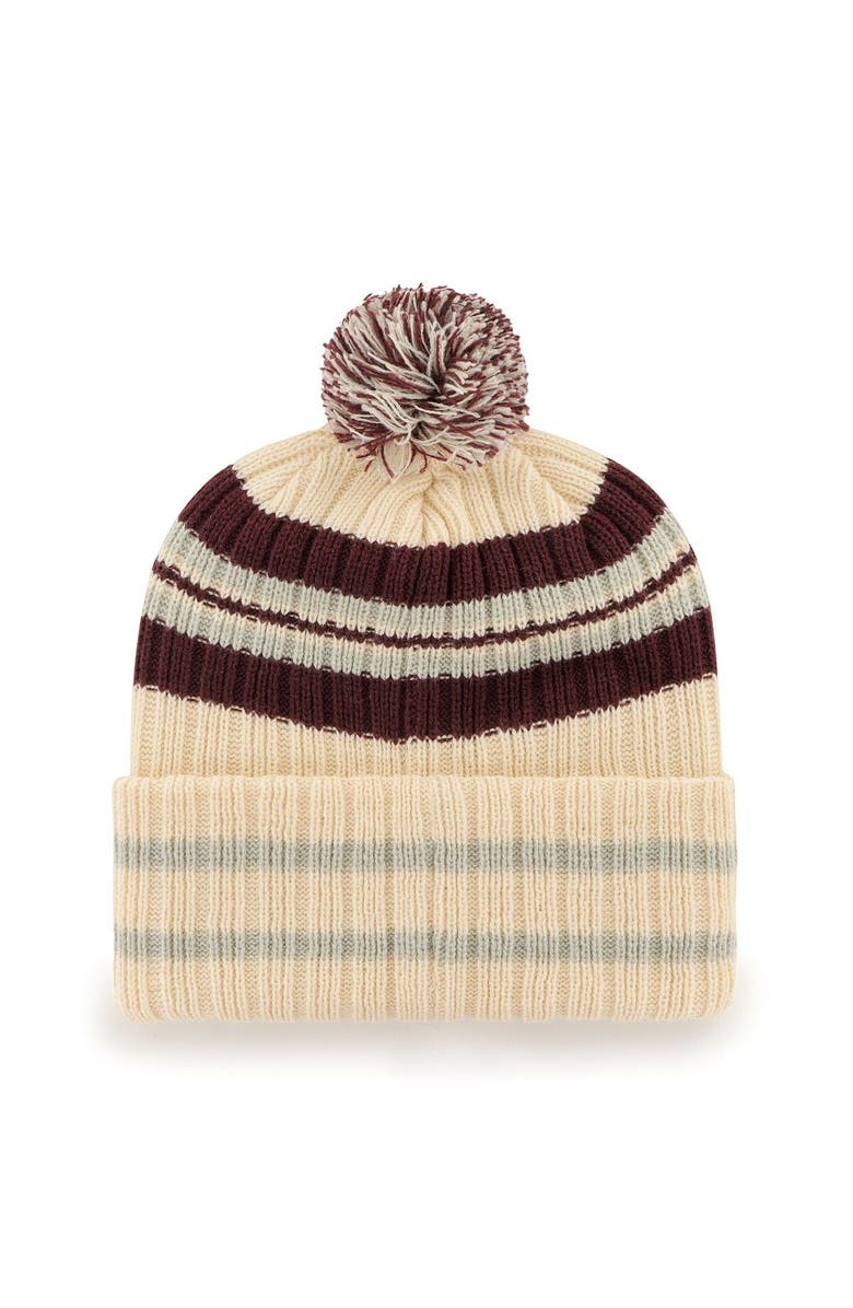 '47 Men's '47 Natural Texas A&M Aggies Hone Patch Cuffed Knit Hat with Pom, Alternate, color, Natural