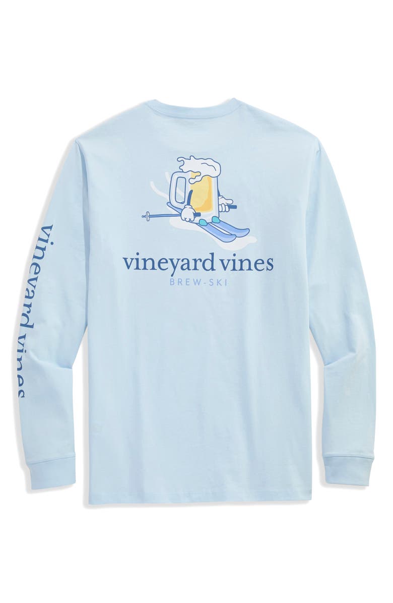 vineyard vines Brew Ski Time Graphic Pocket Long Sleeve T-Shirt, Alternate, color, Ice Water