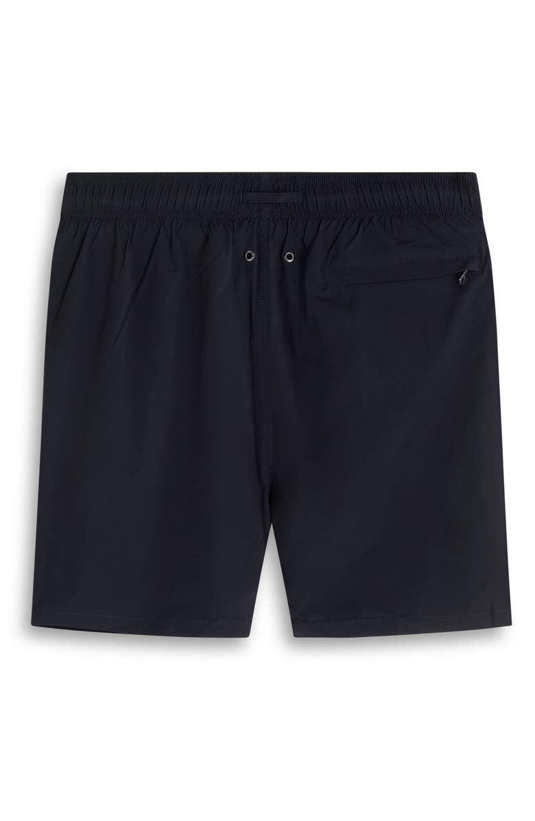 Bugatchi Cruz Print Swim Trunks, Alternate, color, Black