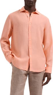 Bugatchi Axel Shaped Fit Linen Button-Up Shirt