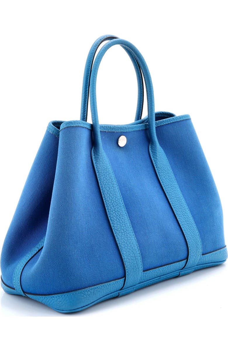 Pre-Owned Hermes Garden Party Tote Toile and Leather 30, Alternate, color, Bleu Zanzibar