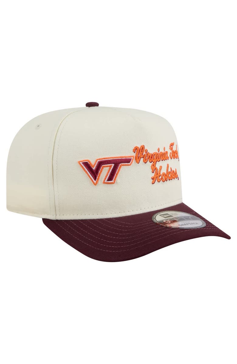 New Era Men's New Era Cream/Maroon Virginia Tech Hokies Vintage Chainstitch 9FIFTY A-Frame Snapback Hat, Alternate, color, Cream