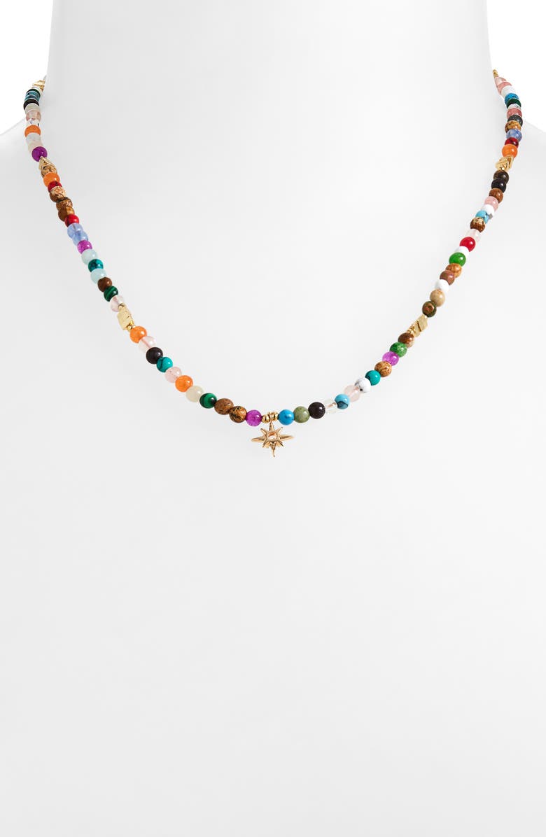 Panacea Starburst Charm Beaded Necklace, Alternate, color,