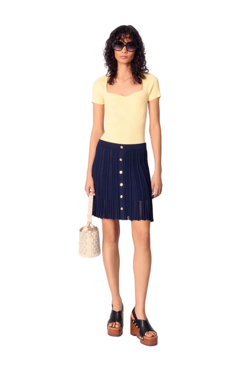 maje Woven knit short skirt, Main, color, 