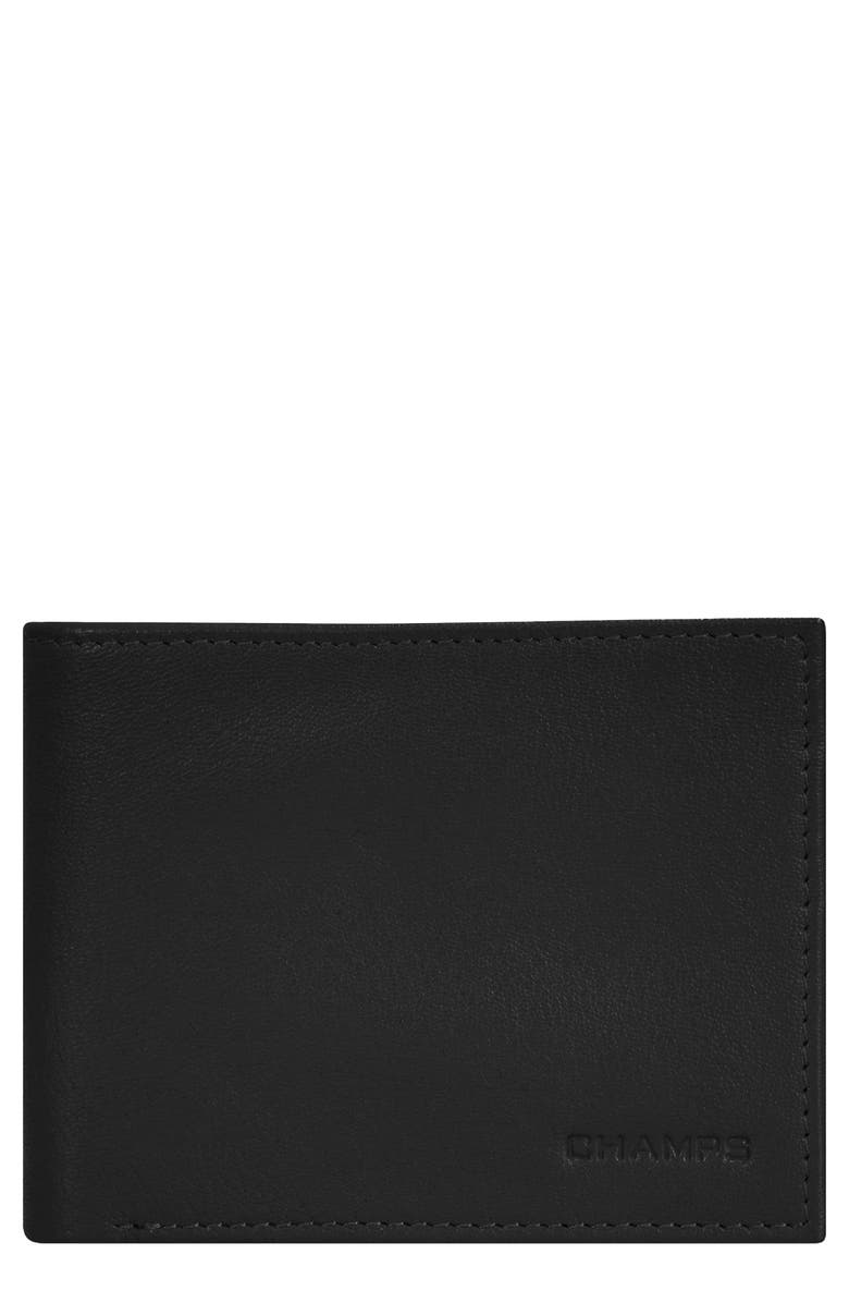 CHAMPS Onyx ID Flap Leather Bifold Wallet, Main, color, Black