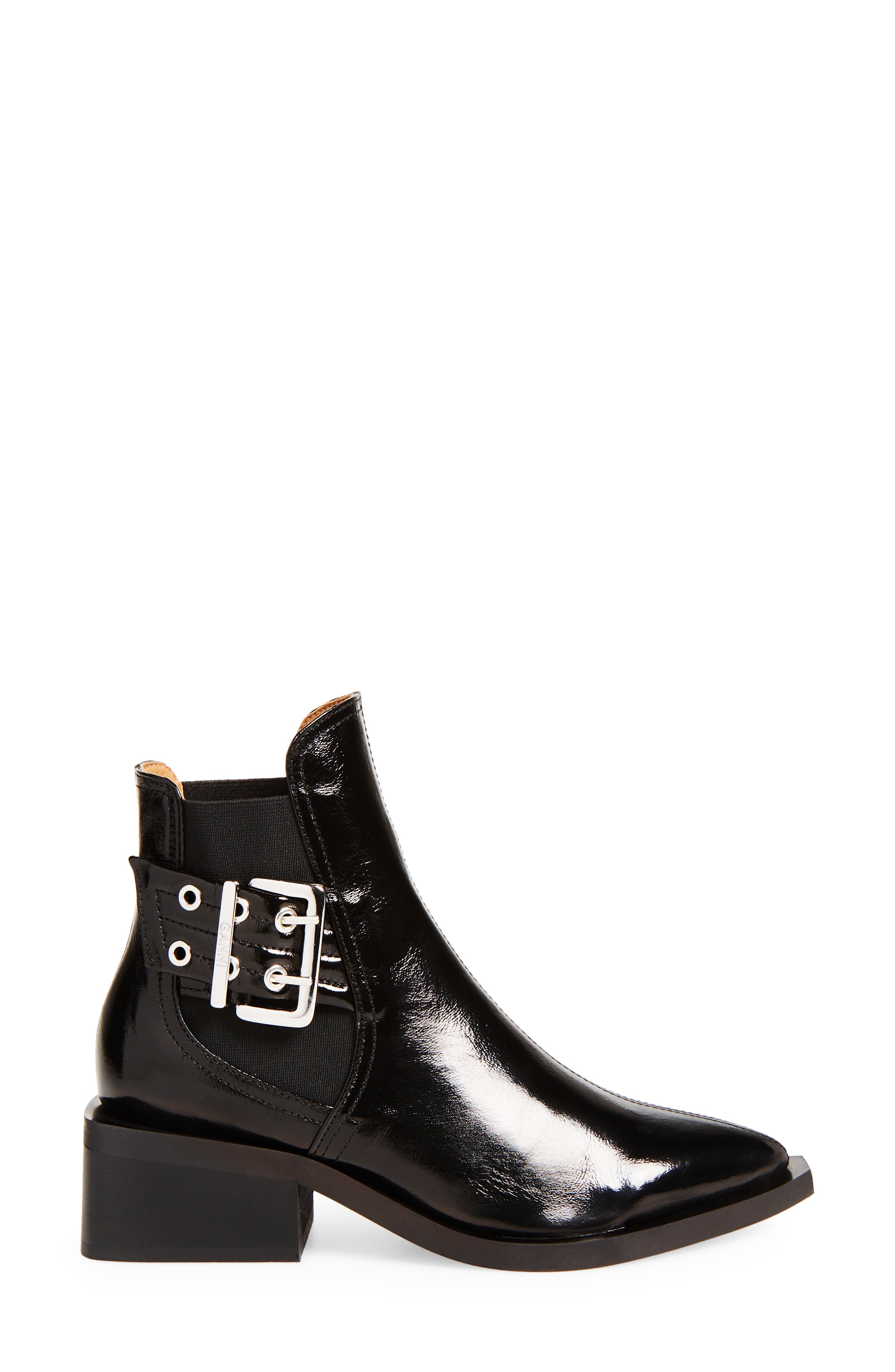 Buckle Chelsea Boot, Alternate, color, BLACK
