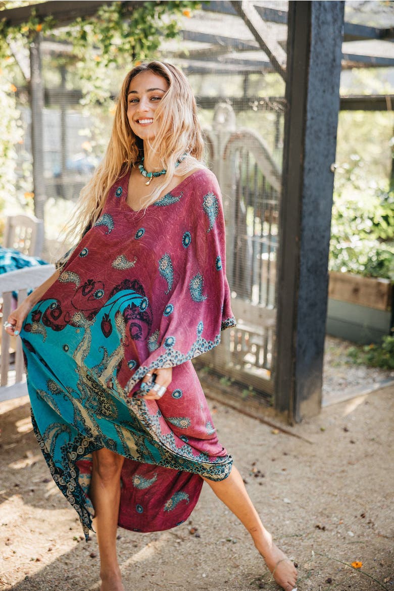 Long Caftan Daphne, Alternate, color, Purple & Blue