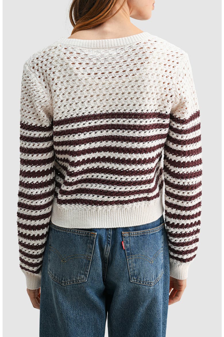 Striped Crochet Cardigan, Alternate, color, CREAM BROWN STRIPE