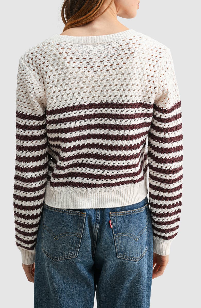 All in Favor Striped Crochet Cardigan, Alternate, color, Cream Brown Stripe