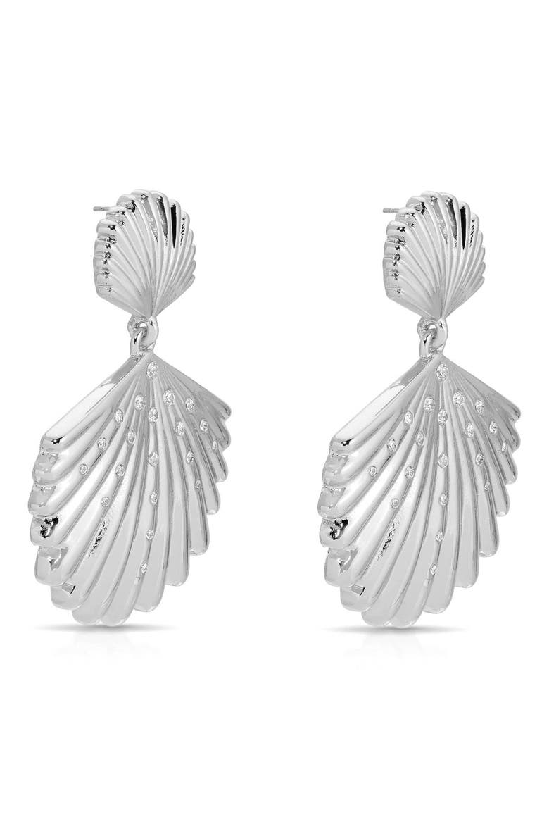 Sun Drenched Shell Drop Earrings, Alternate, color, SILVER