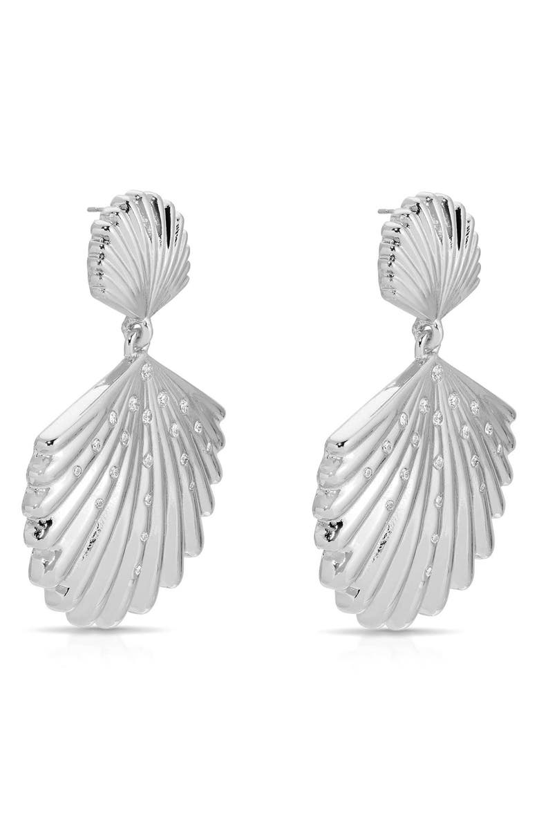 Ettika Sun Drenched Shell Drop Earrings, Alternate, color, Silver