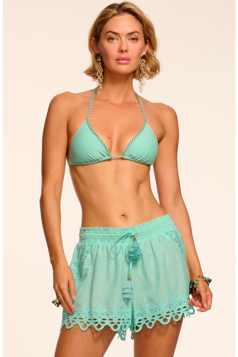 Diane Eyelet Embroidered Cotton Drawstring Shorts, Alternate, color, SEAGLASS