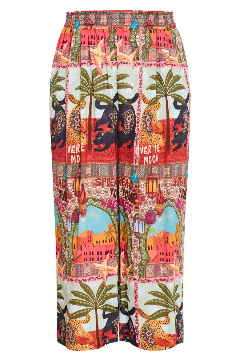 Print Smocked Waist Crop Pants, Alternate, color, FOOLS PARADISE