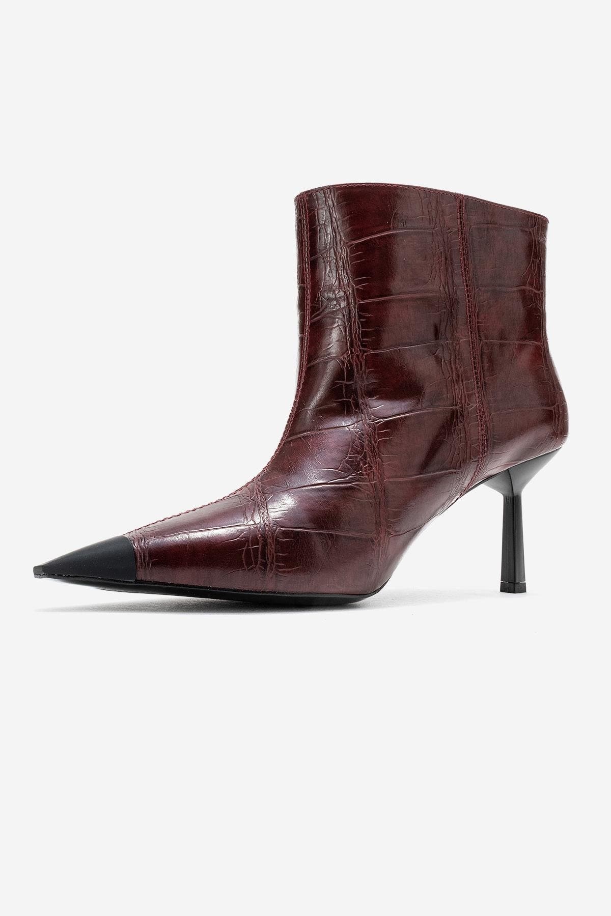 Rassel Pointed Toe Boot, Alternate, color, Burgundy Print Faux Leather