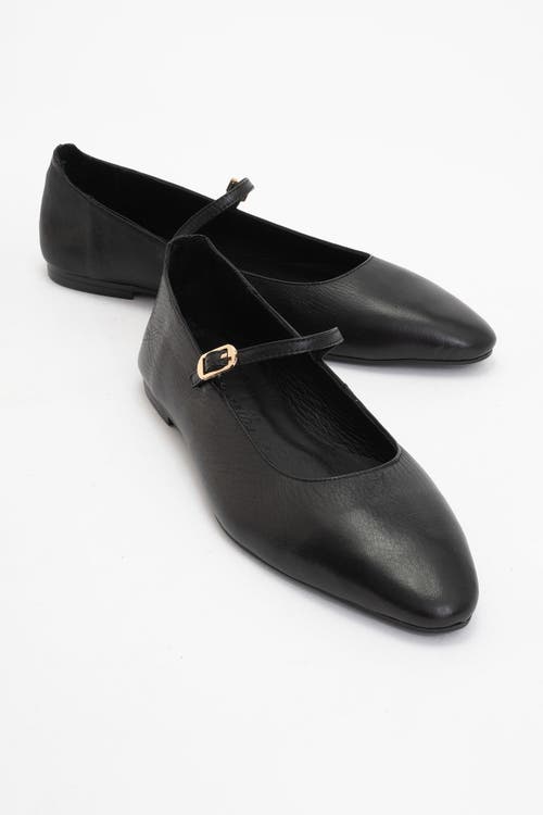 Forever & Always Shoes Lara Leather Mary Jane Flats In Black Leather