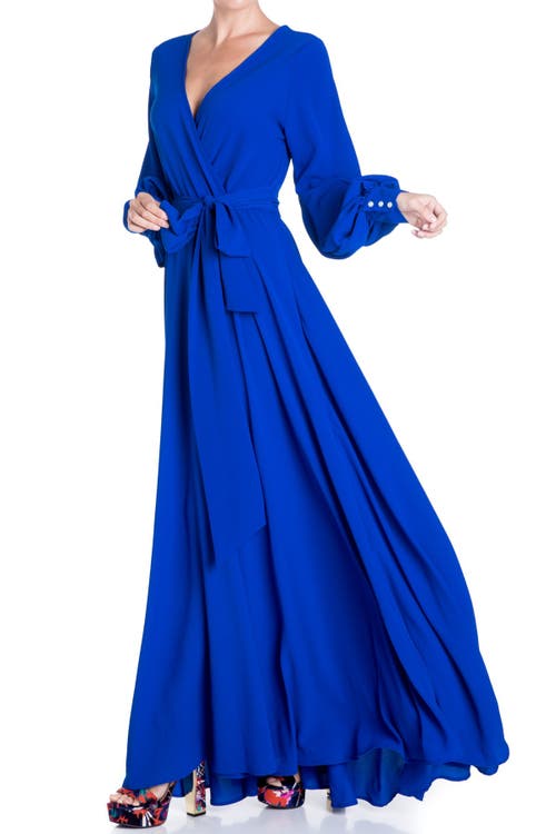 Meghan La Lilypad Balloon Sleeve Maxi Dress In Royal