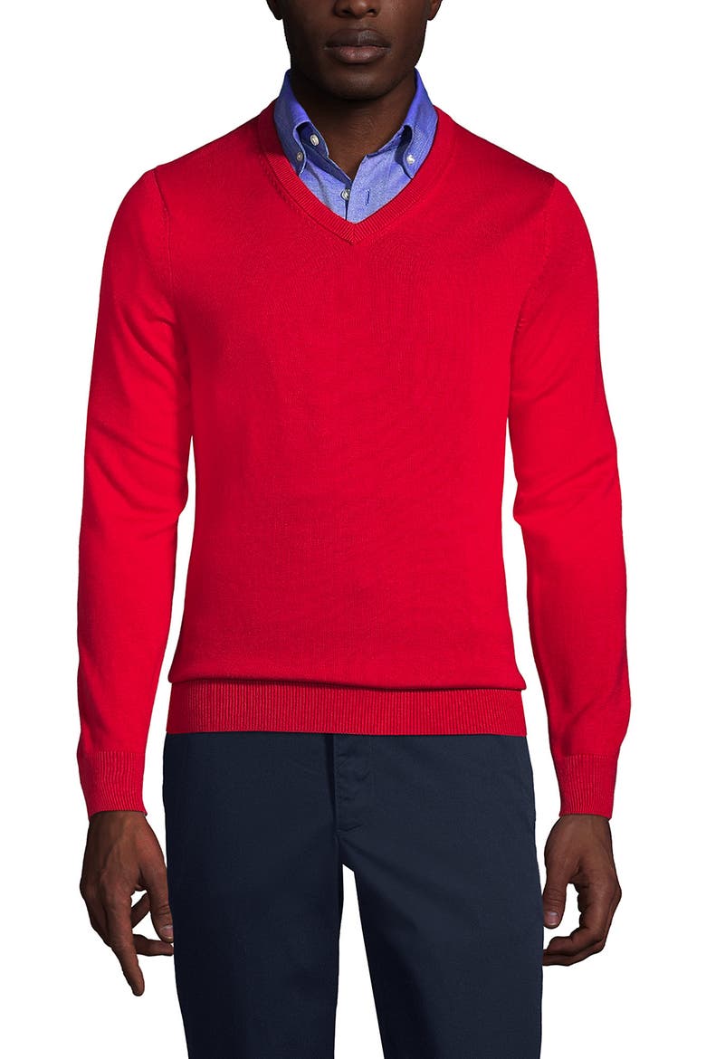 School Uniform  Cotton Modal Fine Gauge V-neck Sweater, Main, color, Red
