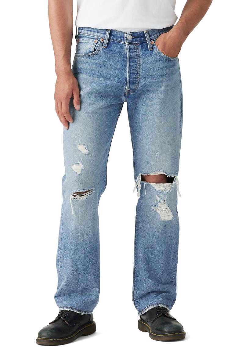 501® Original Ripped Straight Leg Jeans, Main, color, LOOKIN GOOD DX