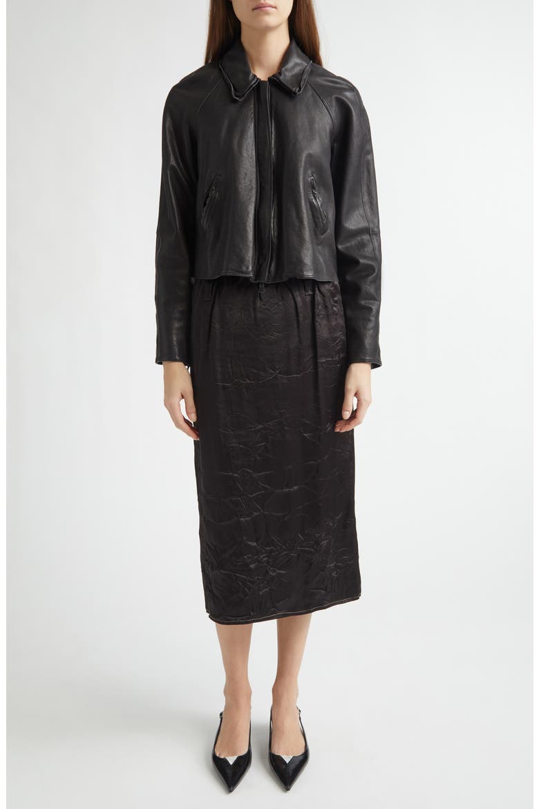 Pixie Lambskin Leather Jacket, Alternate, color, NOIR