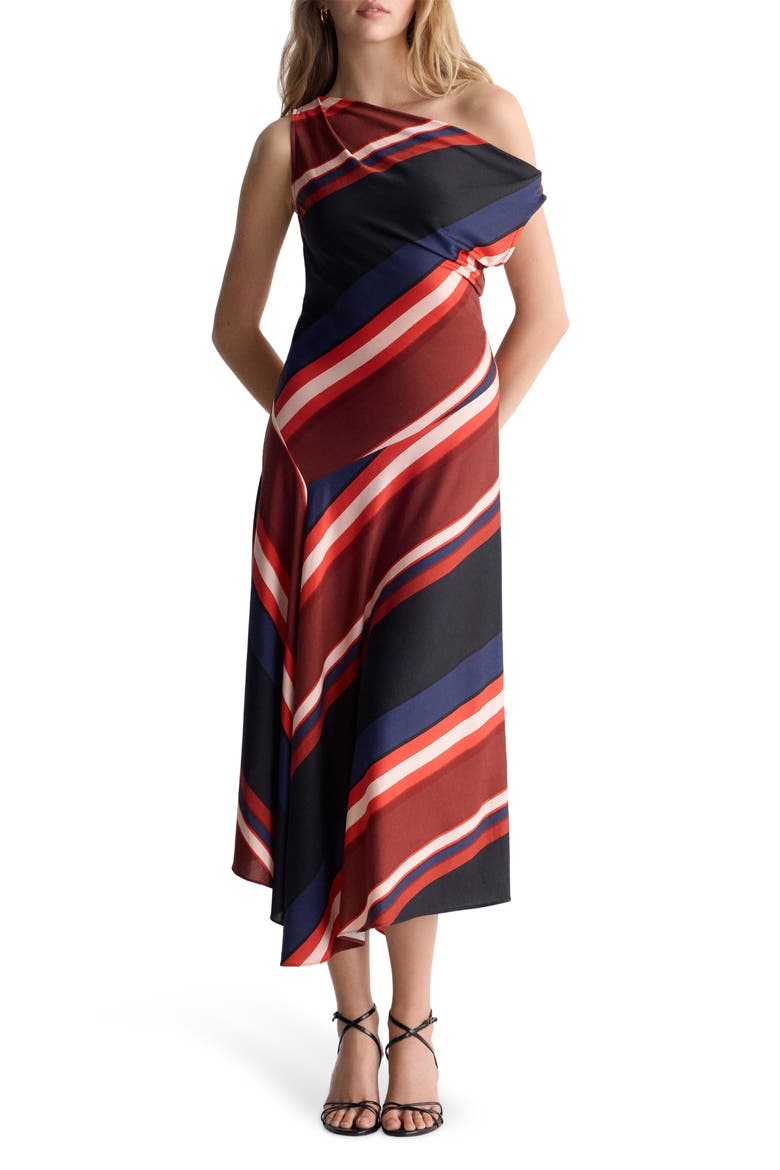 Cosette Stripe One-Shoulder Midi Dress, Main, color, PAGLIA STRIPE OXIDE
