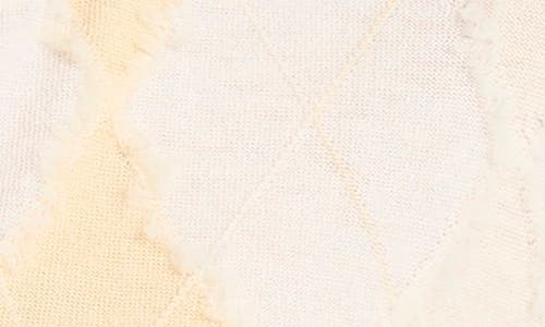 Vince Hand Cut Argyle Cardigan In Yellow