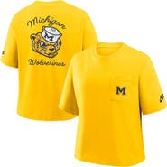 Nike Women's Nike Maize Michigan Wolverines Legacy Pocket Boxy T-Shirt