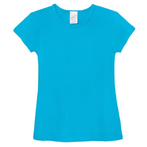 Girls Organic Cotton Soft Jersey Cap Sleeve Crew Tee (Toddler/Kids)