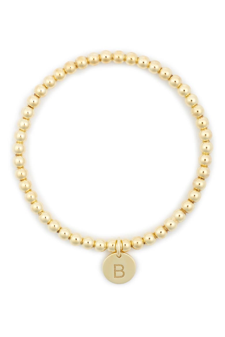 Initial Charm Ball Stretch Bracelet, Main, color, YELLOW-B