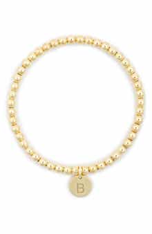 MESHMERISE Initial Charm Ball Stretch Bracelet