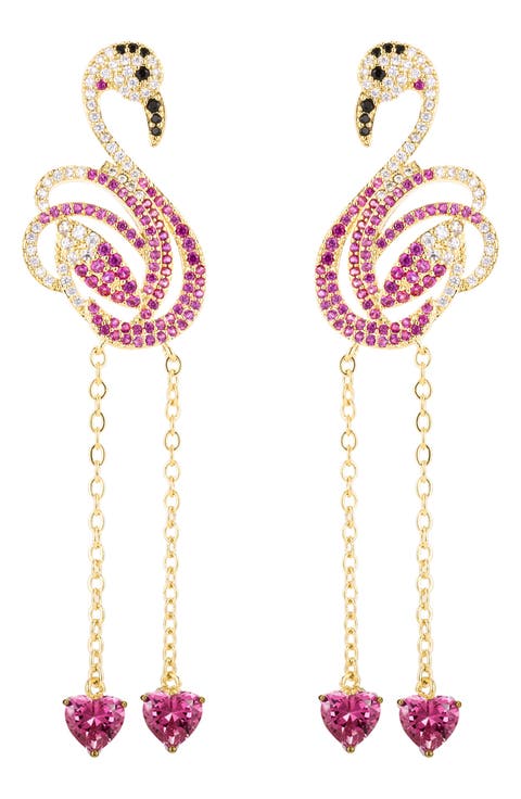 Pink Flamingo Drop Earrings