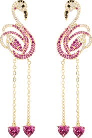 EYE CANDY LOS ANGELES Pink Flamingo Drop Earrings