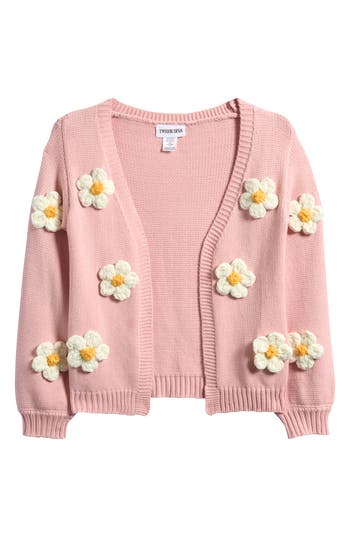 Tween Diva Kids' 3d Flower Cardigan In Pink