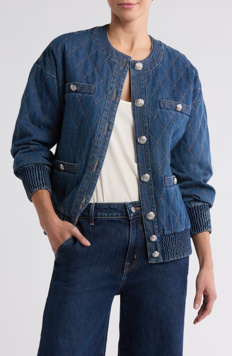 Veronica Beard Glennon Quilted Denim Jacket, Main, color, 