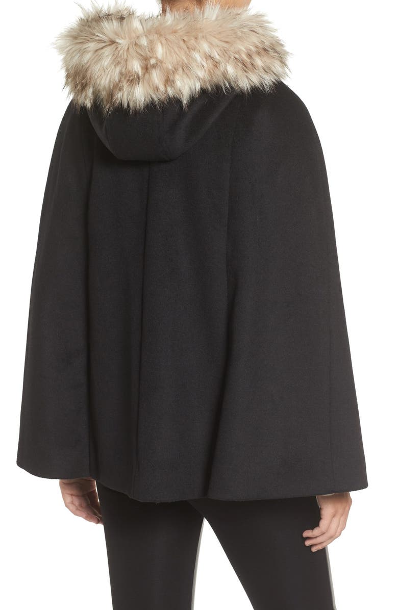 Eliza J Toggle Cape with Faux Fur, Alternate, color, 