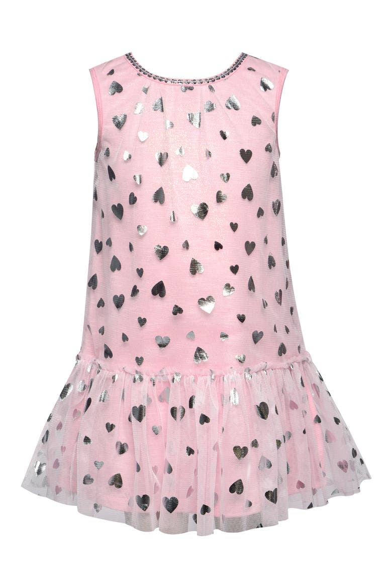 Kids' Foil Hearts Tulle Dress, Main, color, PINK