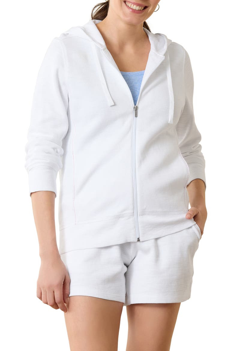 Tobago Bay Cotton Blend Zip-Up Hoodie, Main, color, WHITE