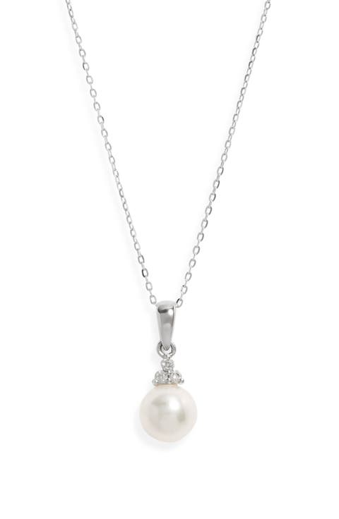 Akoya Pearl & Diamond Pendant Necklace