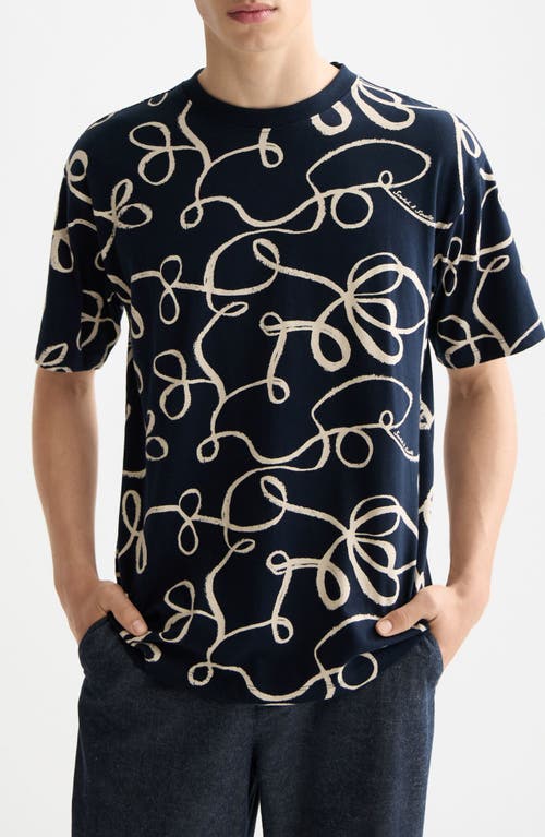 Scotch & Soda Print Cotton T-shirt In Blue