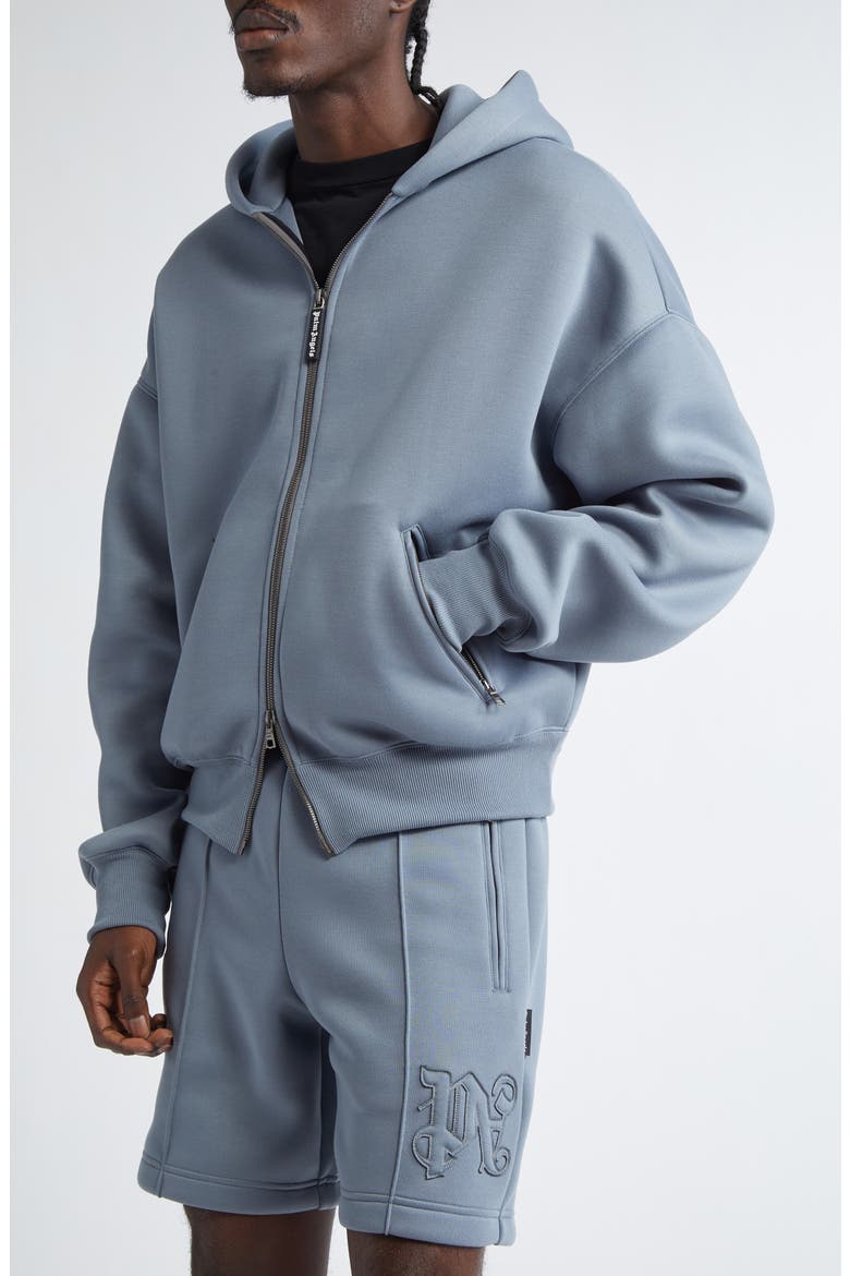 Logo Embroidered Scuba Knit Zip Hoodie, Alternate, color, GREY - GREY
